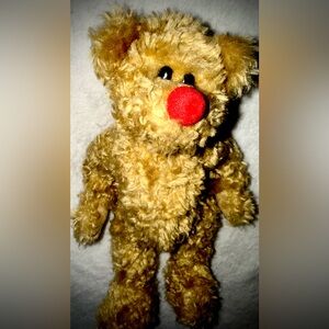 Ty Fluffy Tan Bear with Red Nose